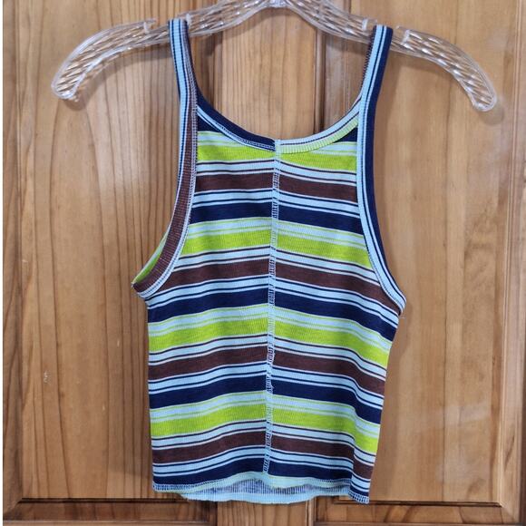 Urban Outfitters Crop Tank Top Women's Medium Striped Lightweight Rave Coachella - Picture 3 of 7